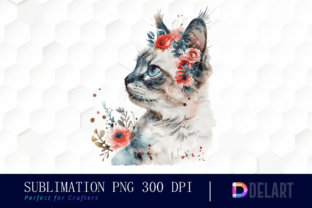 Watercolor Floral Cat Clipart- Fairytale Grafik Druckbare Illustrationen Von DelArtCreation 1