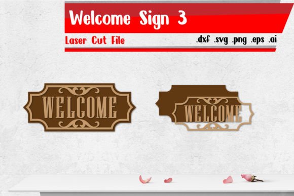 Welcome Sign 3 - Laser Cut Files Graphic Crafts By assalwaassalwa