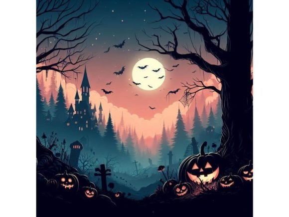 4 Halloween Pumpkin in Spooky Illustration Illustrations Imprimables Par A.I Illustration and Graphics