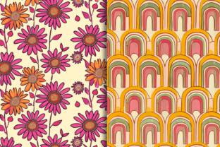 70s Retro Floral Digital Paper Patterns Graphic Backgrounds By CraftArt 3