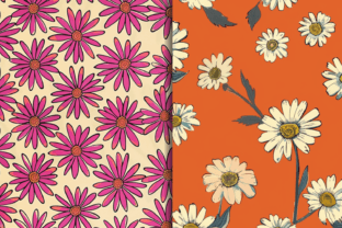 70s Retro Floral Digital Paper Patterns Graphic Backgrounds By CraftArt 4