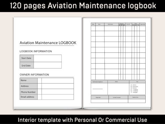 Aviation Maintenance Logbook Kdp in V-02 Graphic KDP Keywords By DesignConcept