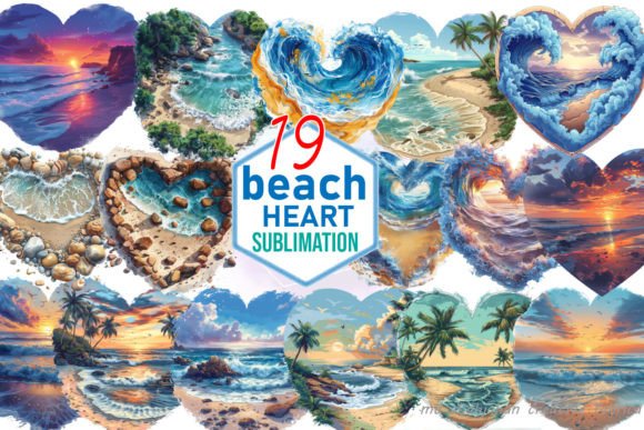 Beach Heart Sublimation Bundle Gráfico Ilustraciones Imprimibles Por Md Shahjahan