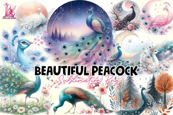 Beautiful Peacock Clipart PNG Grafica Illustrazioni Stampabili Di Little Lady Design