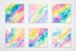 Colorful Watercolor Smudges in Rainbow Graphic Backgrounds By jallydesign 2