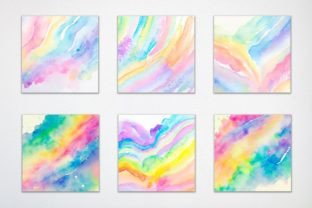 Colorful Watercolor Smudges in Rainbow Graphic Backgrounds By jallydesign 3