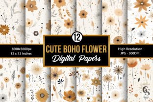 Cute Boho Flowers Digital Papers Graphic Patterns By Creative Store 1