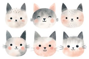 Cute Cat Face Clipart, Cat Head Png Graphic Illustrations By JulzaArt 2