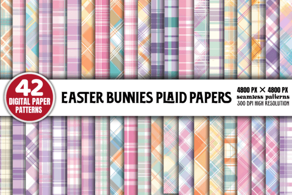 Easter Bunnies Plaid Papers Patterns Afbeelding Achtergronden Door CraftArt