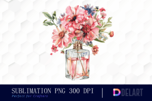 Flowers Perfume Bottle Watercolor Clipar Graphic Illustrations By DelArtCreation