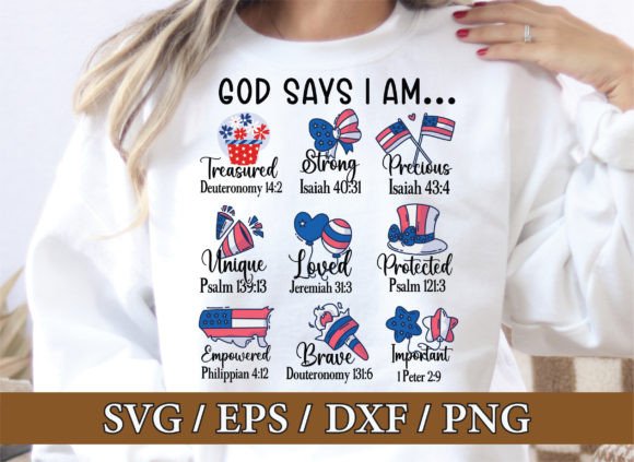 God Says I Am 4th of July, 4th July Svg Gráfico Designs de Camisetas Por Nigel Store