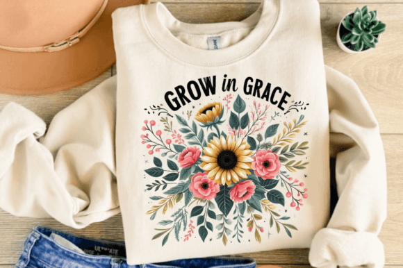 Grow in Grace PNG Design, Christian PNG Graphic Illustrations By Regulrcrative
