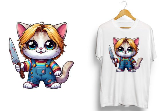 Halloween Funny Cat PNG Sublimation Grafik T-shirt Designs Von ORMCreative