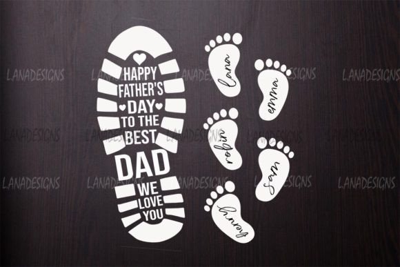 Happy Father's Day Dads Footprints PNG Gráfico Artesanato Por L.ANADesigns