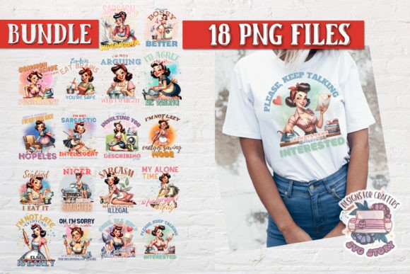 Pin Up Girl Quote Bundle Sublimation PNG Graphic Illustrations By SVG Story
