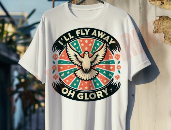 Retro Christian Png, I'll Fly Away Art Graphic T-shirt Designs By DeeNaenon
