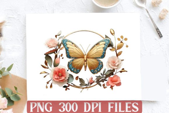 Round Gilter Flower Butterfly Clipart Su Graphic Illustrations By DESIGN STORE