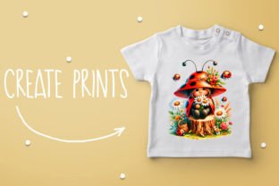 Summer Gnome Ladybug Clipart, Cute Elves Afbeelding Afdrukbare Illustraties Door ElenaZlataArt 6