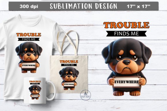 Trouble Sarcastic Quotes | Funny Dog Png Graphic Illustrations By Olga Boat Design