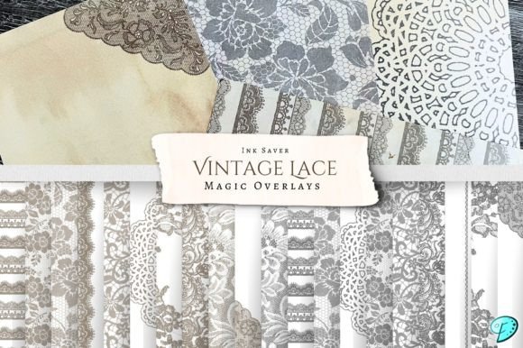Vintage Lace Magic Overlays Ink Saver Graphic Objects By Emily Designs