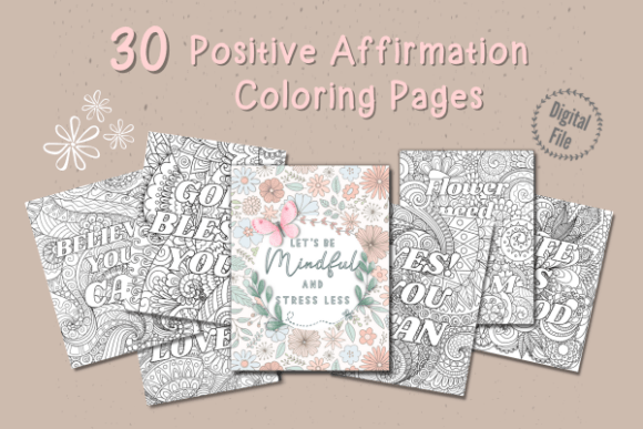 Zentangle Affirmation Coloring Pages Graphic Print Templates By Little Miss Darran
