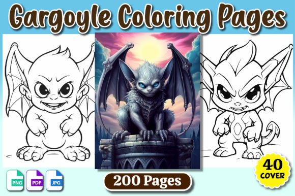 200 Gargoyle Coloring Pages for Adults Gráfico Páginas y libros de colorear para adultos Por Panda Art