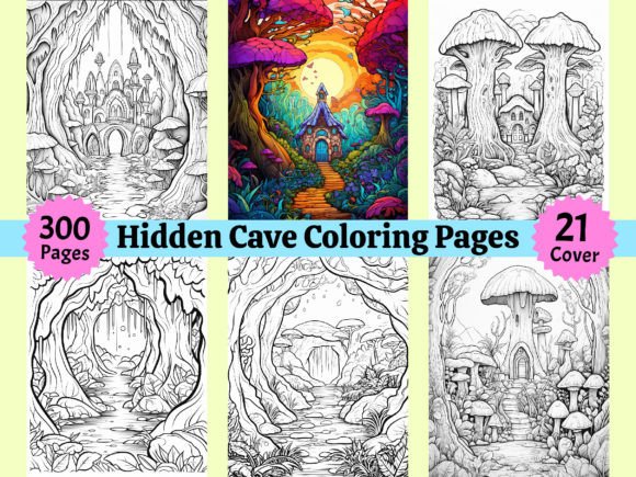 300 Hidden Cave Coloring Book for Adults Graphic KDP Interiors By WinSum Art