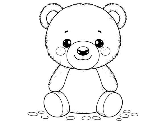 A Cute Teddy Bear is Sitting Gráfico Ilustraciones Imprimibles Por kookkaicartoon