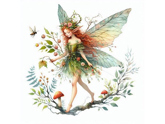 A Fairy with a Green Dress Graphic Illustrations By ARTNEST