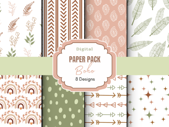 Boho Pattern Digital Paper Graphic Patterns By Mystic Mountain Press