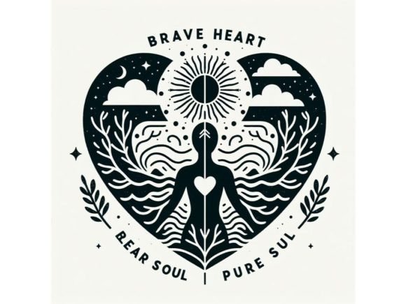 Brave Heart, Clear Mind, Pure Soul, Vect Illustration Illustrations Imprimables Par A.I Illustration and Graphics