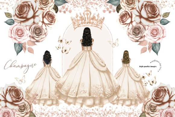 Champagne Princess Butterfly Clipart Illustration Illustrations Imprimables Par SunflowerLove