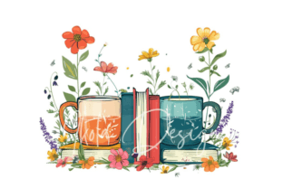 Cups, Flowers & Books Clipart Graphic AI Transparent PNGs By Ikota Design 10