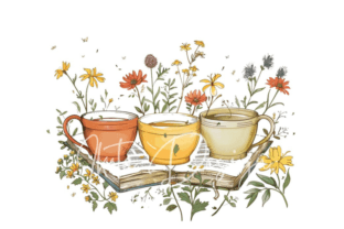 Cups, Flowers & Books Clipart Graphic AI Transparent PNGs By Ikota Design 2