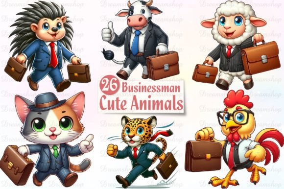 Cute Businessman Animals Sublimation PNG Graphic Illustrations By Dreamshop