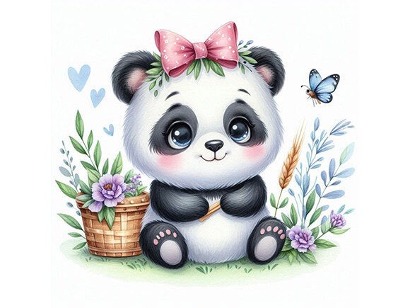 Cute Watercolor Baby Panda Graphic Illustrations By ARTNEST