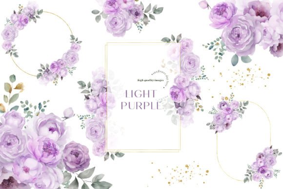 Elegant Light Purple Flowers Clipart Graphic Illustrations By SunflowerLove