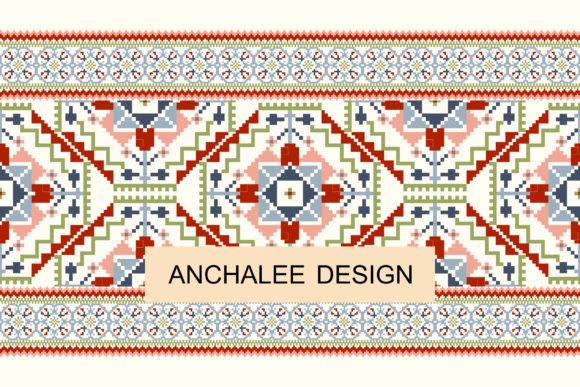 Floral Cross Stitch Pattern Vector Grafica Motivi di Carta Di anchalee.thaweeboon