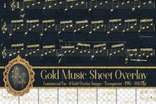 Gold Glitter Music Sheet Overlay PNG Grafica Illustrazioni Stampabili Di ThingsbyLary 3