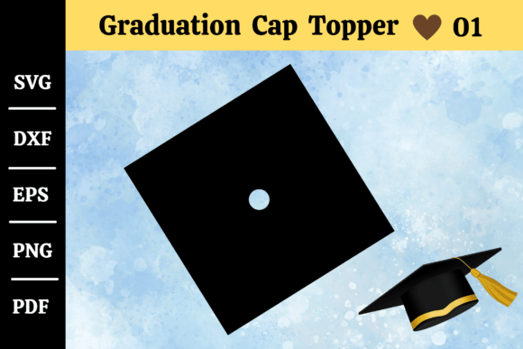 Graduation Cap Topper, Hat Template #01 Gráfico Ilustraciones Imprimibles Por momstercraft