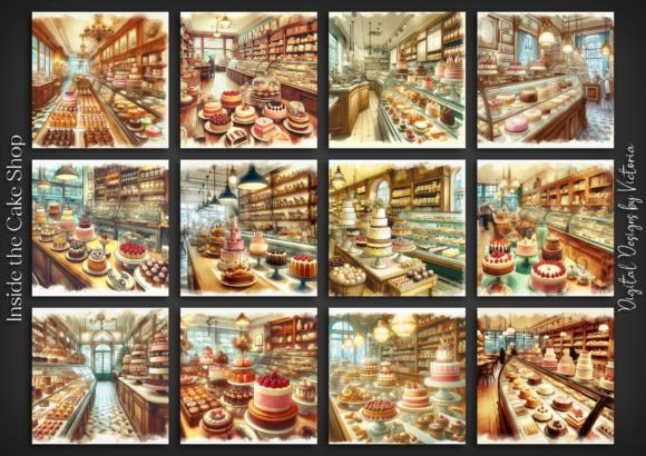 Inside the Cake Shop Grafica Illustrazioni AI Di Digital Designs by Victoria