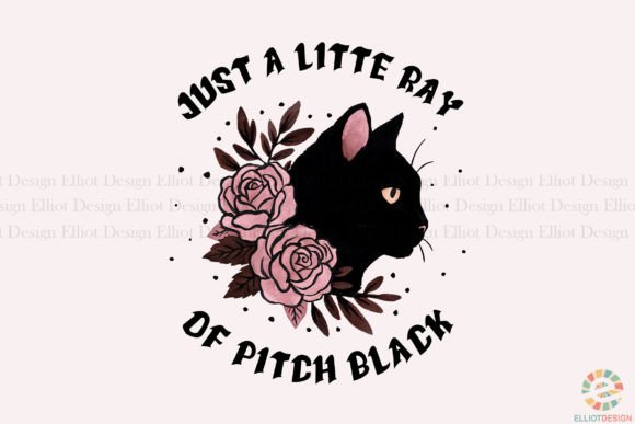 Ray of Pitch Black Gothic Black Cat PNG Gráfico Diseños de Camisetas Por Elliot Design