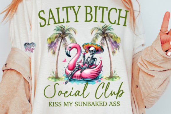 Salty Bitch Social Club PNG Skeleton Illustration Artisanat Par Pixel Paige Studio