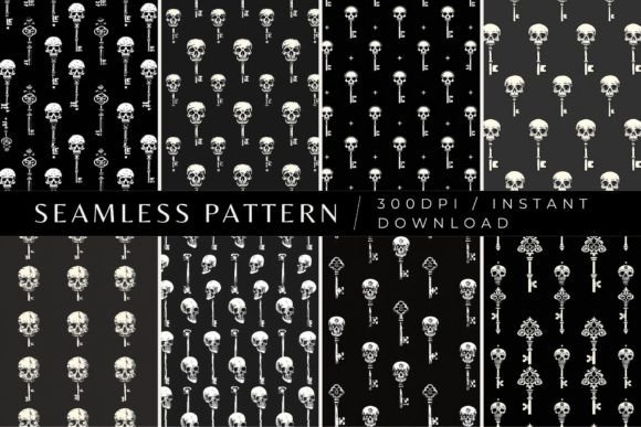 Skeleton Key Seamless Patterns Afbeelding Papieren Patronen Door Inknfolly