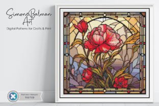 Stained Glass Flowers Cross Stitch Graphic Cross Stitch Patterns By Simone Balman Art 1
