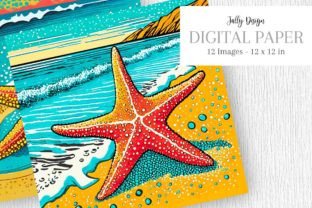 Starfish on the Beach, Summer Pop Art Graphic Illustrations By jallydesign 1