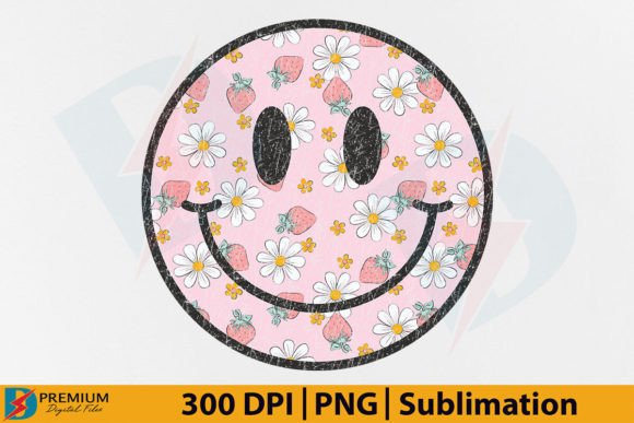 Summer Smiley Face PNG Strawberry Floral Graphic T-shirt Designs By Premium Digital Files