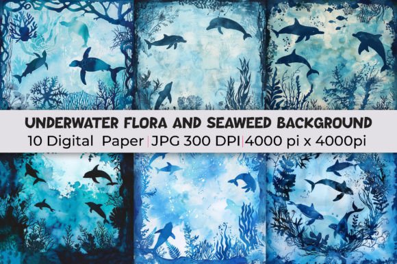 Underwater Flora and Seaweed Background Graphic Backgrounds By mirazooze