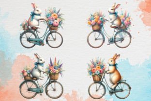 Vintage Rabbit on Bicycle Clipart PNG Graphic Illustrations By PIG.design 3