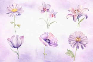 Watercolor Purple Flowers Clipart Gráfico Ilustraciones Imprimibles Por CreativeDesign 4